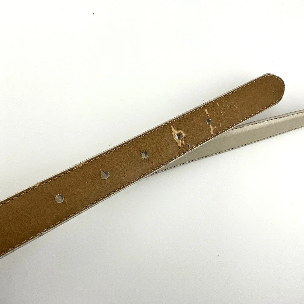 FOSSIL White Ivory‎ Leather & Metal Belt Women Size M 29-33 in